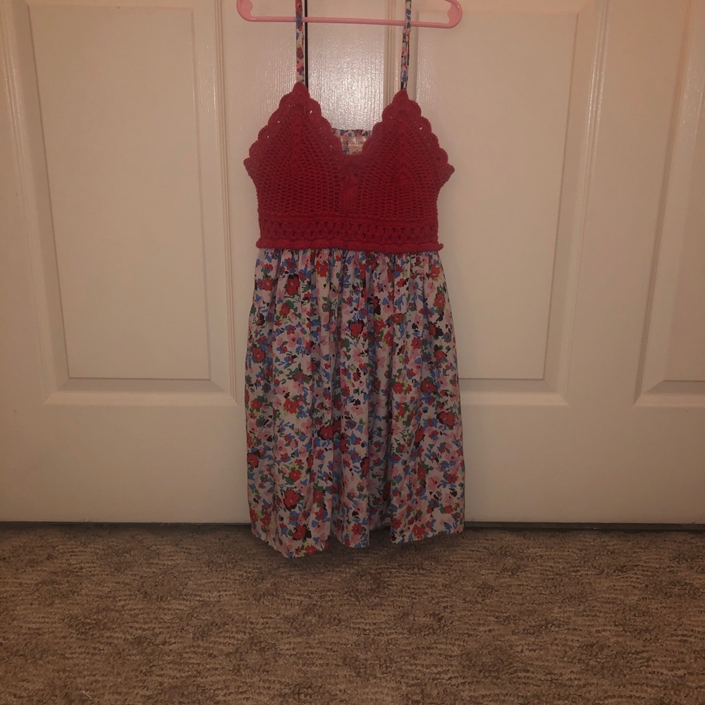 Fuchsia Crochet Bodice Floral Skirt Dress for Youth Girls